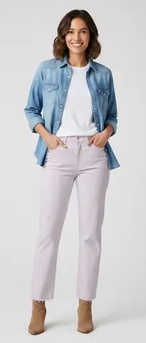 Levis 501 Jeans Womens 28x26 Light Pink Straight Leg Raw Hem Denim Casual New Size 28