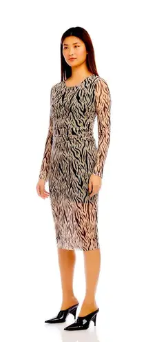 Karen Kane Black and ecru Long Sleeve zebra print Sheath Dress. Size Medium.