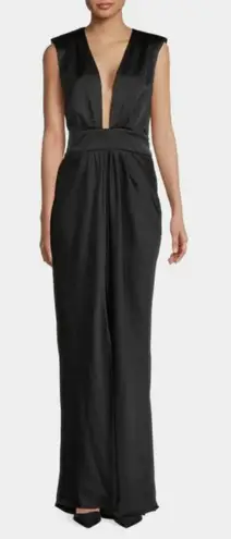 Ramy Brook Quinn Plunge-Neck Gown Dress Black Size 10 NWT Bold Front Slit