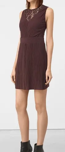 All Saints Burgundy Lace Ula Stretch Jersey Sleeveless Mini Dress Medium NWT