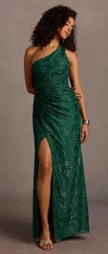 Azazie NWT Georgina Emerald One-Shoulder Maxi Dress Size 10