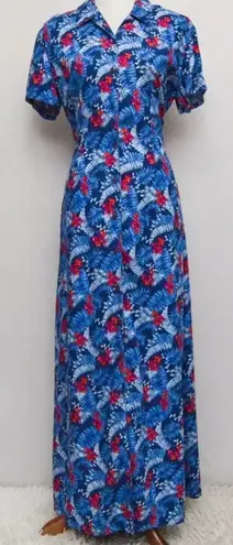 Villager NWT Vintage Sport womens dress blue floral M 80s