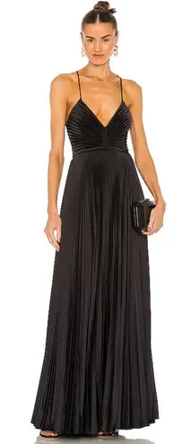 ALC Frank A.L.C. Aries Satin Pleated Maxi Dress Black Sz 6