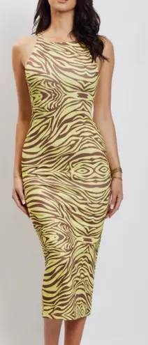 Meshki LIMA Halter Zebra Print Halter Neck Midi Dress size XS