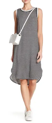 Superfoxx Nordstrom Striped Curved Hem Sleeveless Dress Grey Size Small