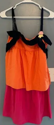 Fiorucci Tiered Mini Dress NWT Size XS Ice Cream Pin Orange Pink Black