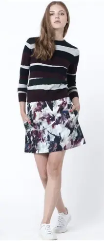 CARVEN Skirt 36 US 4 Abstract Brushstroke Art Print Mini Silk Blend Pocket Wrap