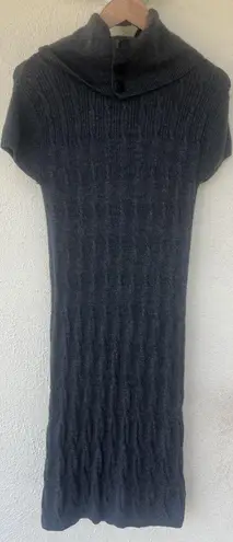 Classiques Entier Merino Wool Gray Cable Knit Turtleneck Sweater Dress L Classic - Image 1