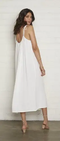 Rachel Pally Caity Linen Adjustable Tie Shoulder Relaxed Midi Dress Black