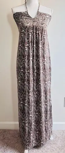 TOAST UK Women's Halter Neck Open Back Maxi Dress womens size M Brown Size M