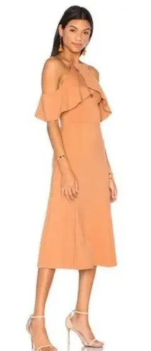 LPA Revolve Dress 161 Halter Midi Dress Ponte Knit Tan XS