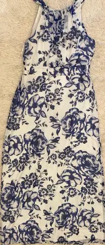Eliza J NWOT Floral Halter Blue White Maxi Dress sz 12