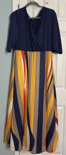 Brand Unknown Maxi Dress, Blue Wrap Top, Striped Skirt, XL