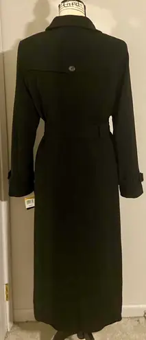 Gallery NWT  Water Resistant Long Black Coat With Removable Hood Liner & Belt