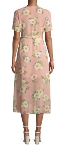 Bardot V-Neck Short-Sleeve Floral Midi Wrap Dress