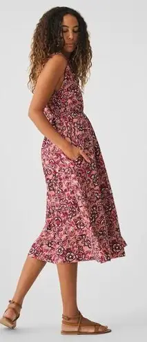 Faherty NEW Isha Midi Dress Rose Desert Bloom Floral Extra Small Linen Blend