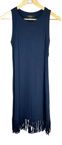 Karen Kane Fringe Hem Shirt Dress Navy Size Small