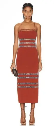 Cult Gaia NEW NWT Olitan Embellished Midi Dress In Tannin