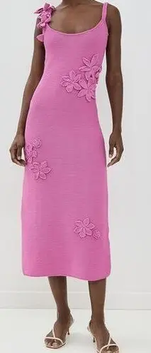 Amur Allegra crochet Floral Knit Midi pink pearl sleeveless pullover size large