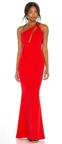 Katie May NEW NWT X REVOLVE Edgy One Shoulder Maxi Gown In Cherry Red
