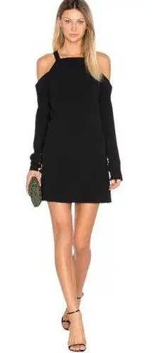 Tibi NEW Off the Shoulder Gold Button Long Sleeve Mini Dress Revolve Black 6