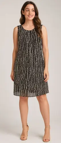 Robbie Bee NWT Black Abstract Dot Pleated Chiffon Dress Whimsy Festival Size 14