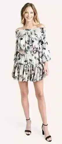 MISA Los Angeles Freesia Off The Shoulder Watercolor Floral Dress Size XS $282