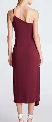 Halston Heritage Halston Camille One Shoulder Dress in Bordeaux Red Matte Jersey Sz 14 NWT