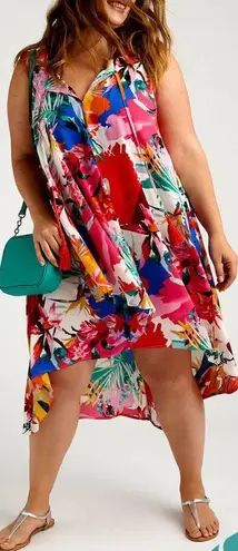 cupio  Flowy Tropical Floral Dress 1X