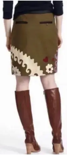 Embroidered Skirt Size 0 Patchwork Floral Tulipa Vanessa Virginia Boho Folk Art Green