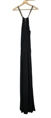 Julian Chang Black High Neck Halter Wide Leg Jumpsuit S