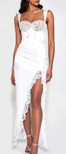 Miss Circle Freddie White Lace Satin Maxi Corset Dress size XXS US 0