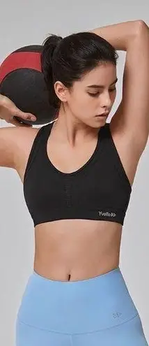 Yvette Power Cross Back Padded Running Sports Bra Black Size M