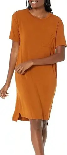 Anthropologie Daily Ritual Orange Brown Pocket T Shirt Dress Size Small