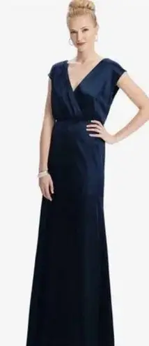 NWT Dessy Collection Charmeuse Cap Sleeve Gown Dress in Midnight Blue Size 4