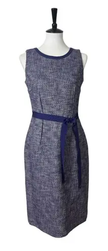 Paule Ka Sheath Dress Tweed Sleeveless Round Neck Purple Cream Women’s Size 8