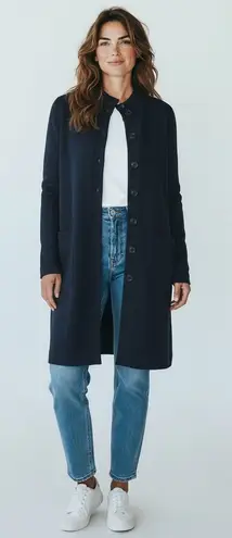 Barbara Wells Studio Black Knit Button Front Long Cardigan Jacket Women's Size L Size L