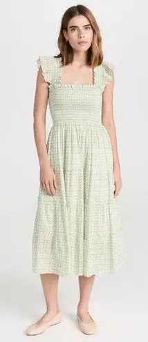 NWT Hill House Home The Ellie Nap Dress in Green Basketweave in a size XXS White