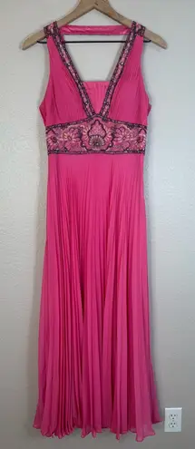 Sue Wong Nocturne Hot Pink Beaded Chiffon Gown size 6