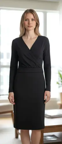 Salvatore Ferragamo Black Draped Viscose Jersey Long Sleeve Dress Size 38