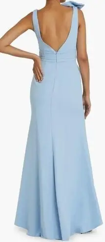 Mac Duggal NEW Bow Shoulder V-Neck sleeveless powder blue Gown Size 12