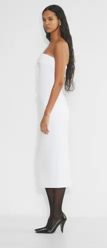 WHOIAM white bodycon strapless dress ribbed cuff top Size 6