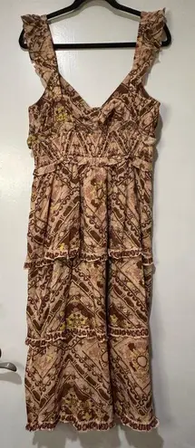 Cleobella Stella Ankle Midi Dress Geo Print Sz Large NWT Ruffled Tiers Feminine