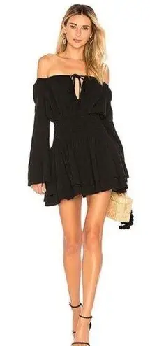 Majorelle Kalani Off Shoulder Mini Dress Women’s Size XS Black Smocked Crinkle