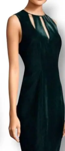 Elie Tahari 12 Green Velvet Cutout Sheath Midi Dress Cocktail Party Festive Chic