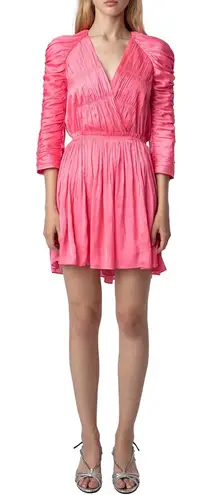 Zadig & Voltaire Realine Satin Mini Dress Pink Ruched Party Style NWT $798