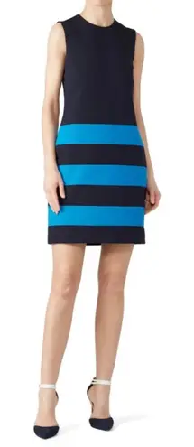 Victoria Beckham Navy Blue Midnight Turquoise Stripe Knit Shift Dress