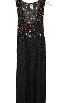 Vintage Decked Out Dress Size 7/8 (medium) Black Dot Sleeveless Maxi 90s Heels