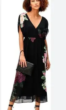 Wayward Fancies eShatki Georgette Surplus Boho Floral Midi Faux Wrap Dress