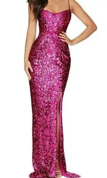 Nookie  Confetti Sequin Maxi Formal Prom Gown Cherry Size XS NWT